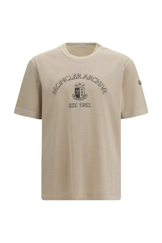 Moncler Beige Cotton T-Shirt by Moncler