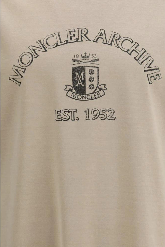 Moncler Beige Cotton T-Shirt by Moncler