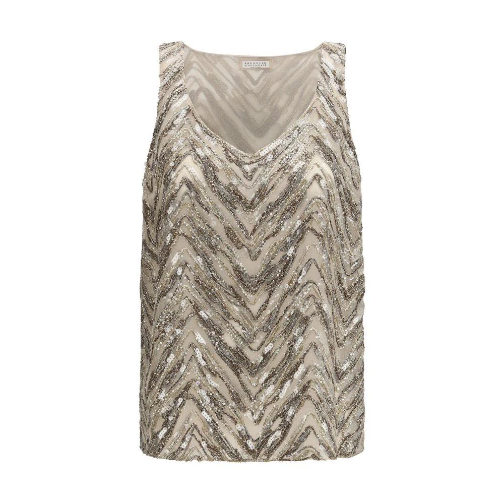 Brunello Cucinelli Cucinelli Beige Silk Blouse by Brunello Cucinelli Cucinelli