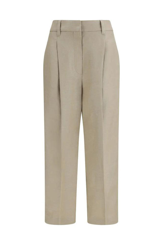 Brunello Cucinelli Cucinelli Beige Leinen Casual Hose by Brunello Cucinelli Cucinelli