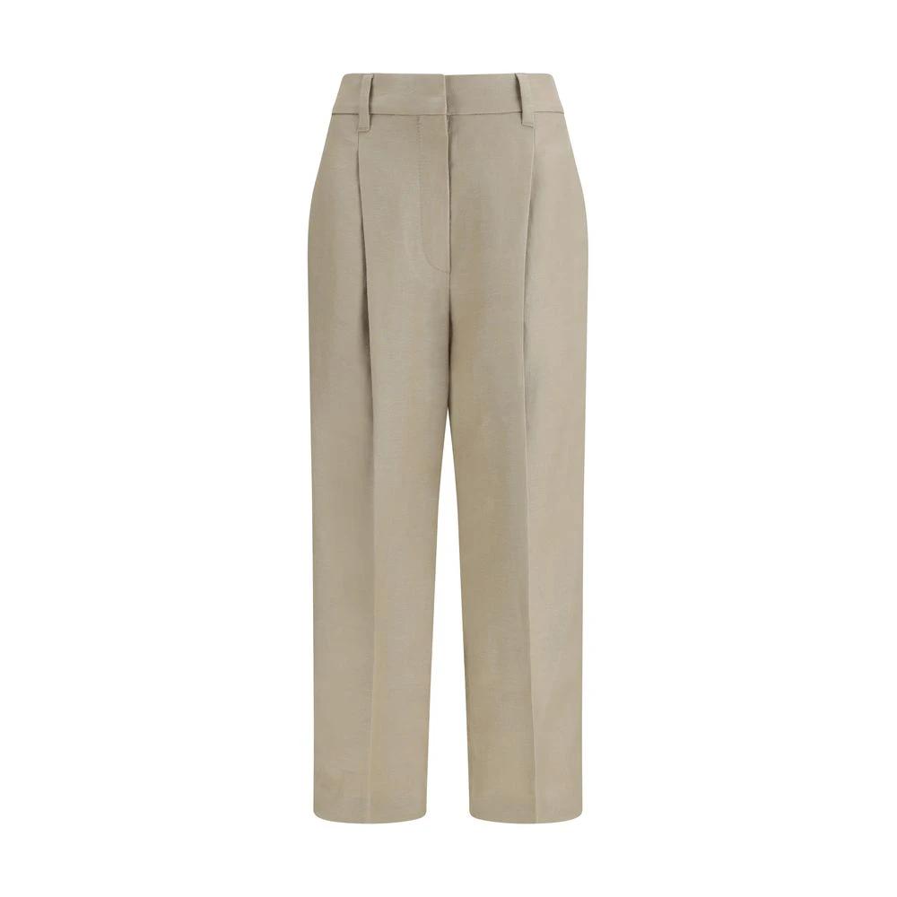 Brunello Cucinelli Cucinelli Beige Leinen Casual Hose by Brunello Cucinelli Cucinelli
