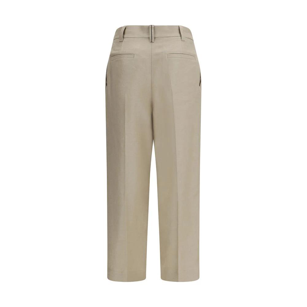 Brunello Cucinelli Beige Leinen Casual Hose by Brunello Cucinelli