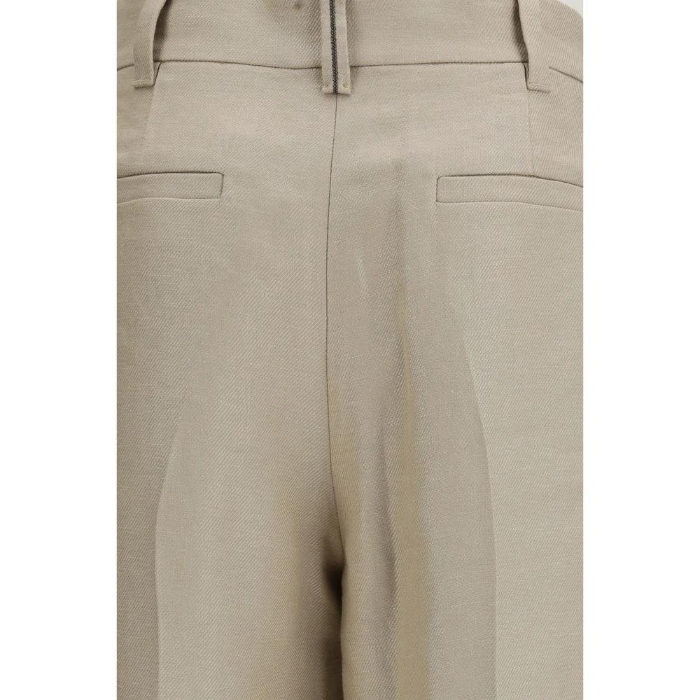 Brunello Cucinelli Beige Leinen Casual Hose by Brunello Cucinelli