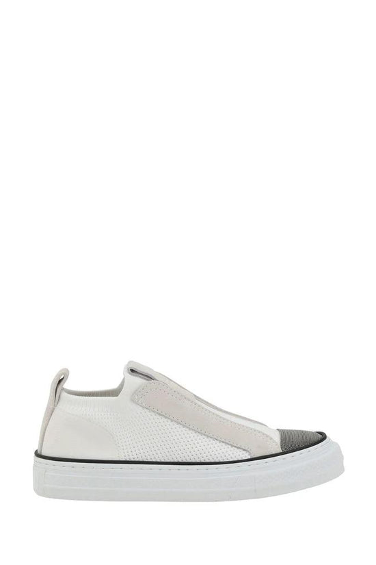 Brunello Cucinelli Cucinelli Weiße Low-Top-Sneaker aus Nylon by Brunello Cucinelli Cucinelli