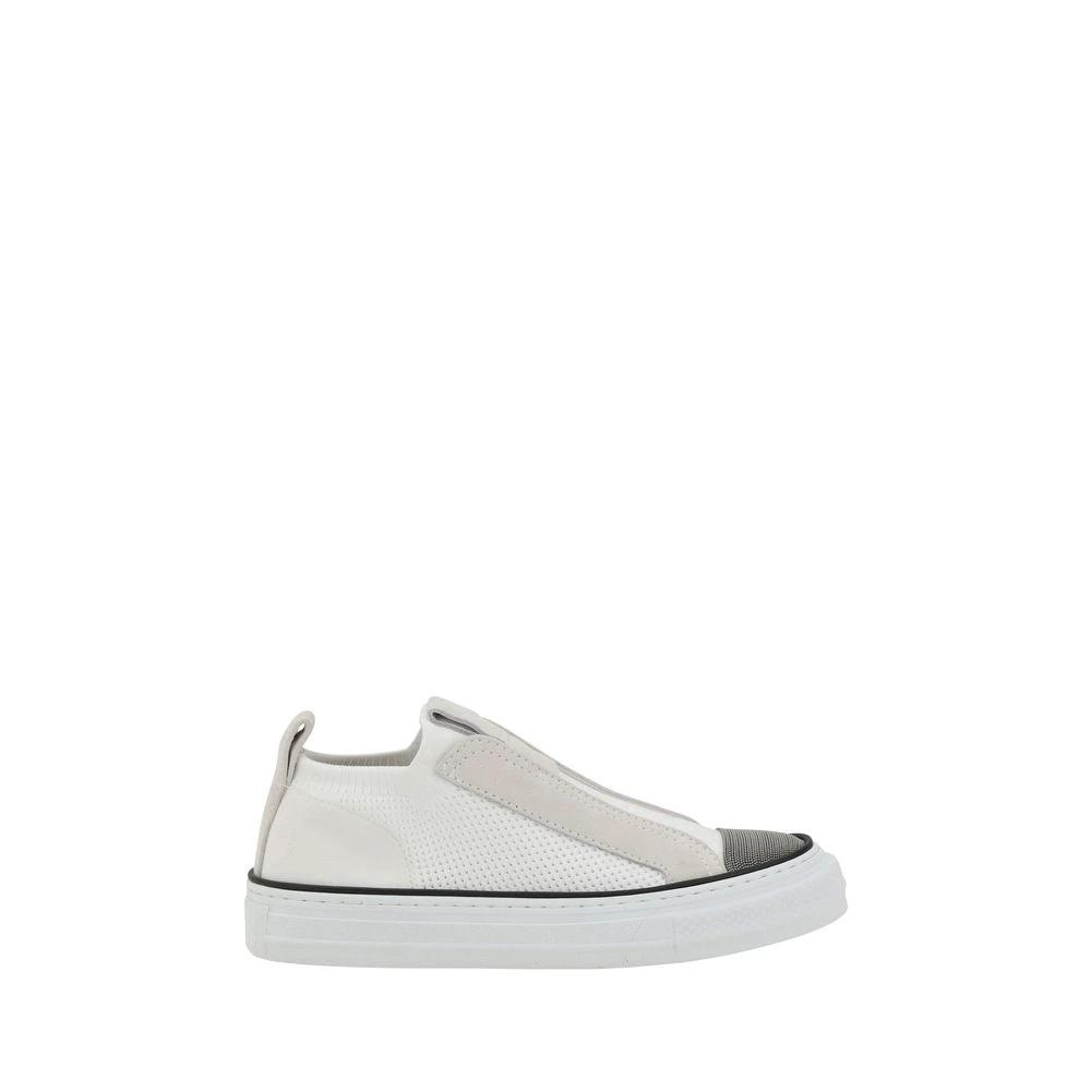 Brunello Cucinelli Cucinelli Weiße Low-Top-Sneaker aus Nylon by Brunello Cucinelli Cucinelli