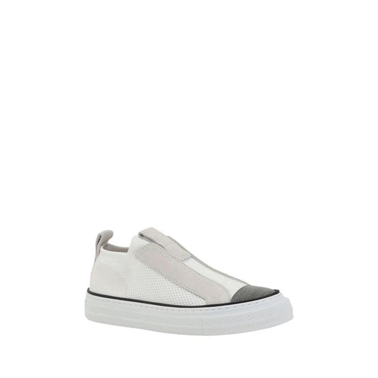 Brunello Cucinelli Weiße Low-Top-Sneaker aus Nylon by Brunello Cucinelli