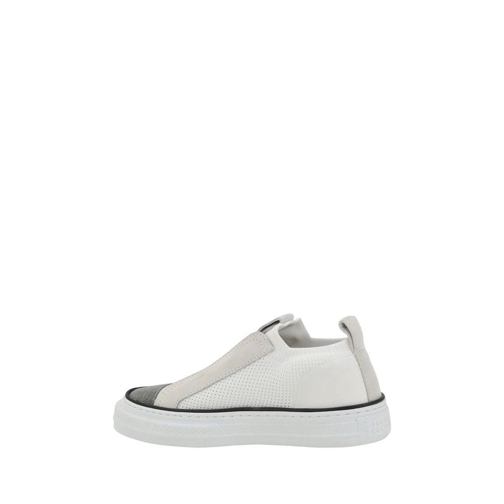 Brunello Cucinelli Weiße Low-Top-Sneaker aus Nylon by Brunello Cucinelli