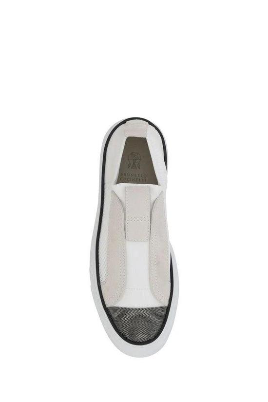 Brunello Cucinelli Weiße Low-Top-Sneaker aus Nylon by Brunello Cucinelli