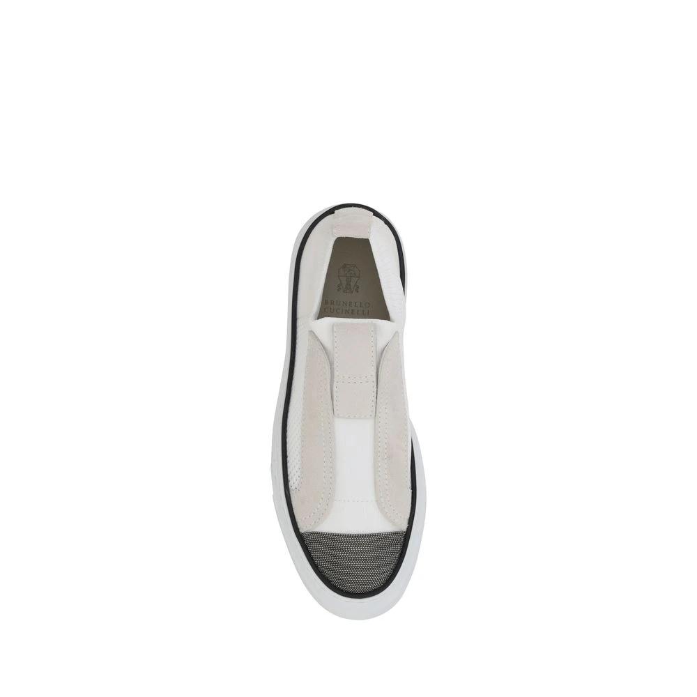 Brunello Cucinelli Weiße Low-Top-Sneaker aus Nylon by Brunello Cucinelli