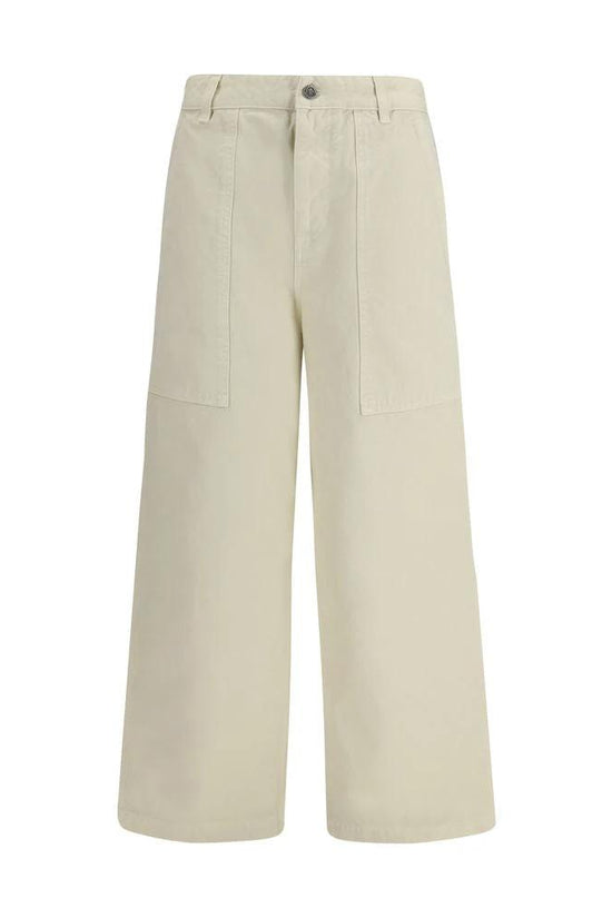 Moncler Beige Cotton Casual Pants by Moncler