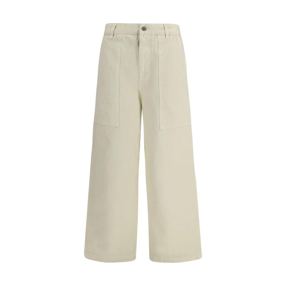 Moncler Beige Cotton Casual Pants by Moncler