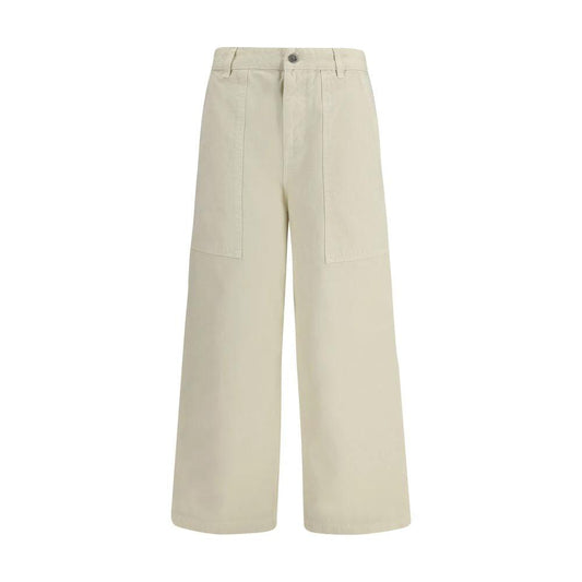 Moncler Beige Cotton Casual Pants by Moncler