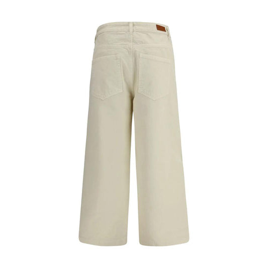 Moncler Beige Cotton Casual Pants by Moncler