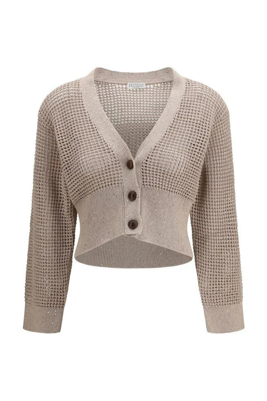 Brunello Cucinelli Cucinelli Beige Cotton Cardigan by Brunello Cucinelli Cucinelli