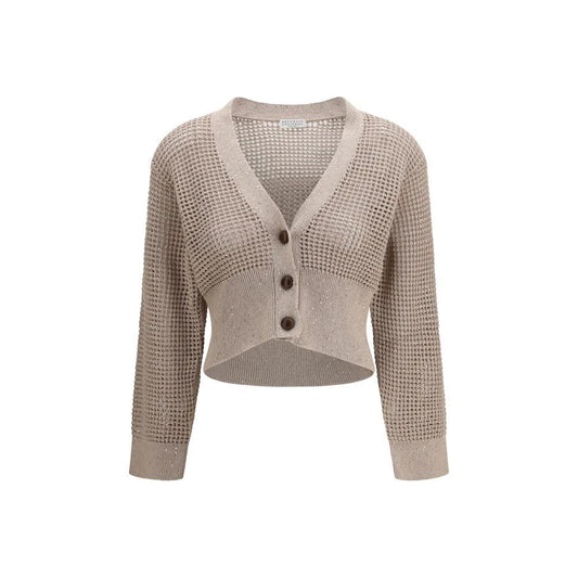 Brunello Cucinelli Cucinelli Beige Cotton Cardigan by Brunello Cucinelli Cucinelli