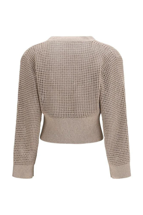 Brunello Cucinelli Beige Cotton Cardigan by Brunello Cucinelli