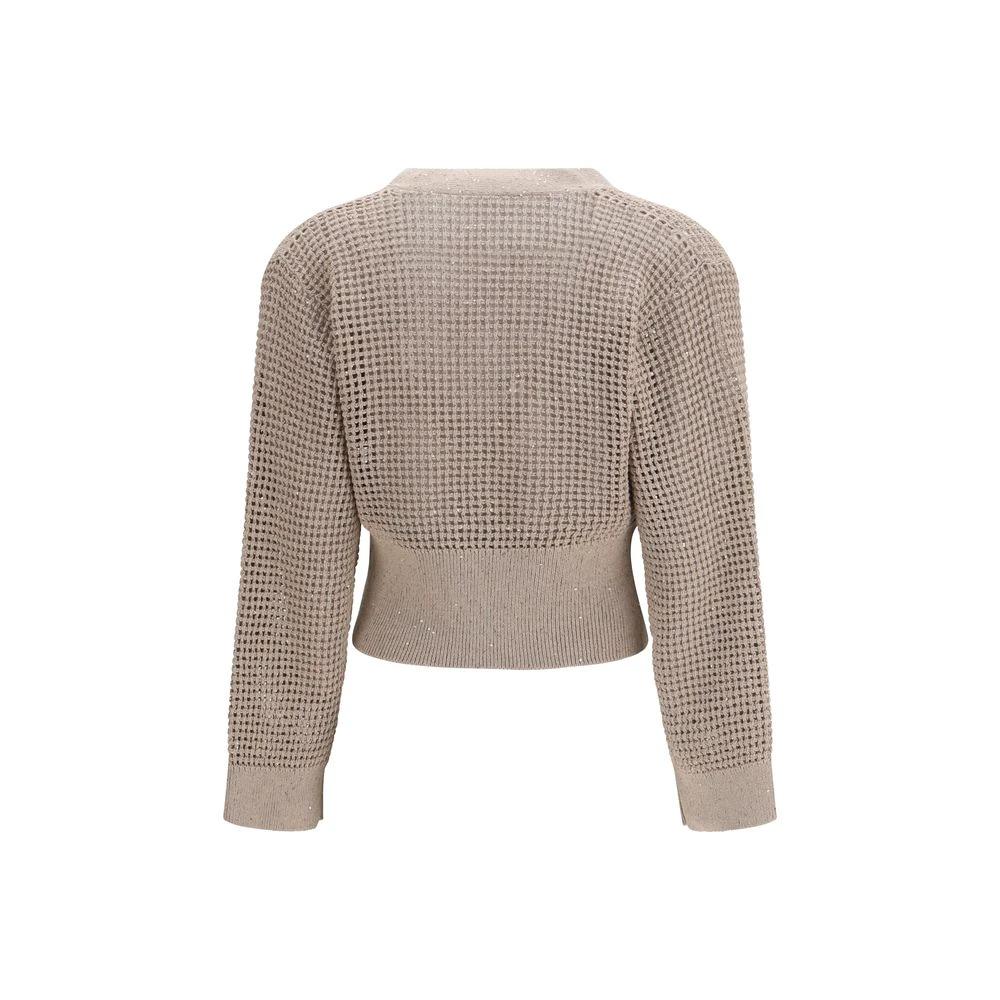 Brunello Cucinelli Beige Cotton Cardigan by Brunello Cucinelli