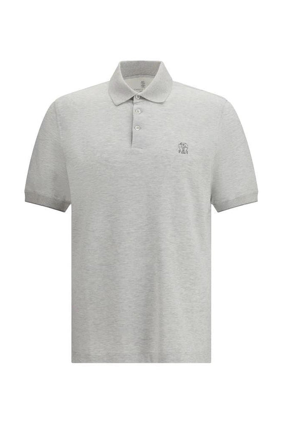 Brunello Cucinelli Graues Poloshirt aus Baumwolle by Brunello Cucinelli