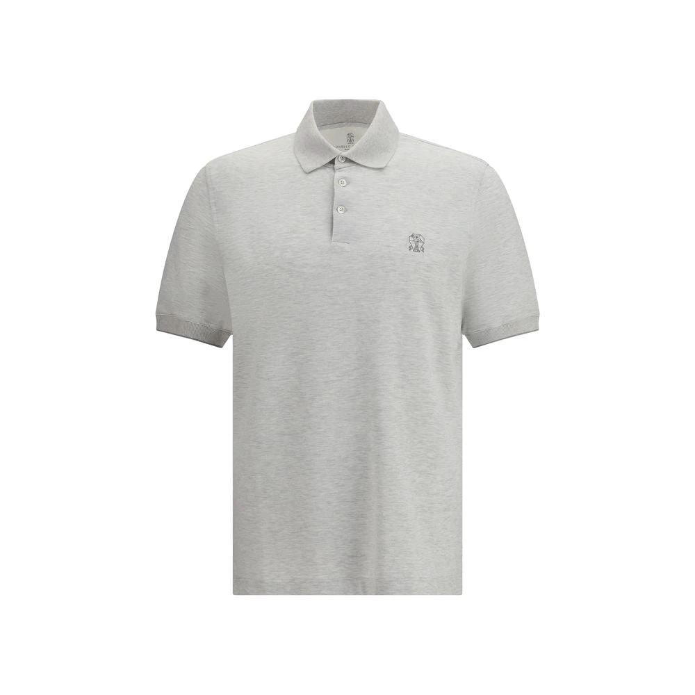 Brunello Cucinelli Graues Poloshirt aus Baumwolle by Brunello Cucinelli
