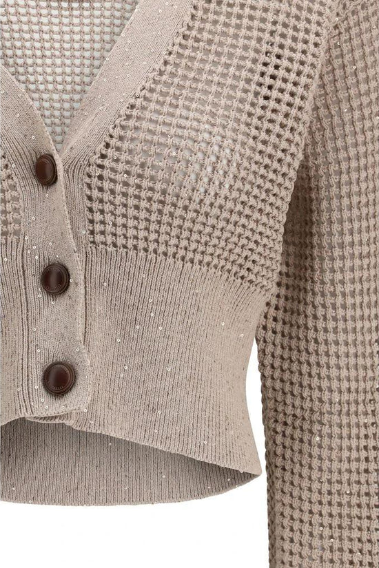 Brunello Cucinelli Beige Cotton Cardigan by Brunello Cucinelli