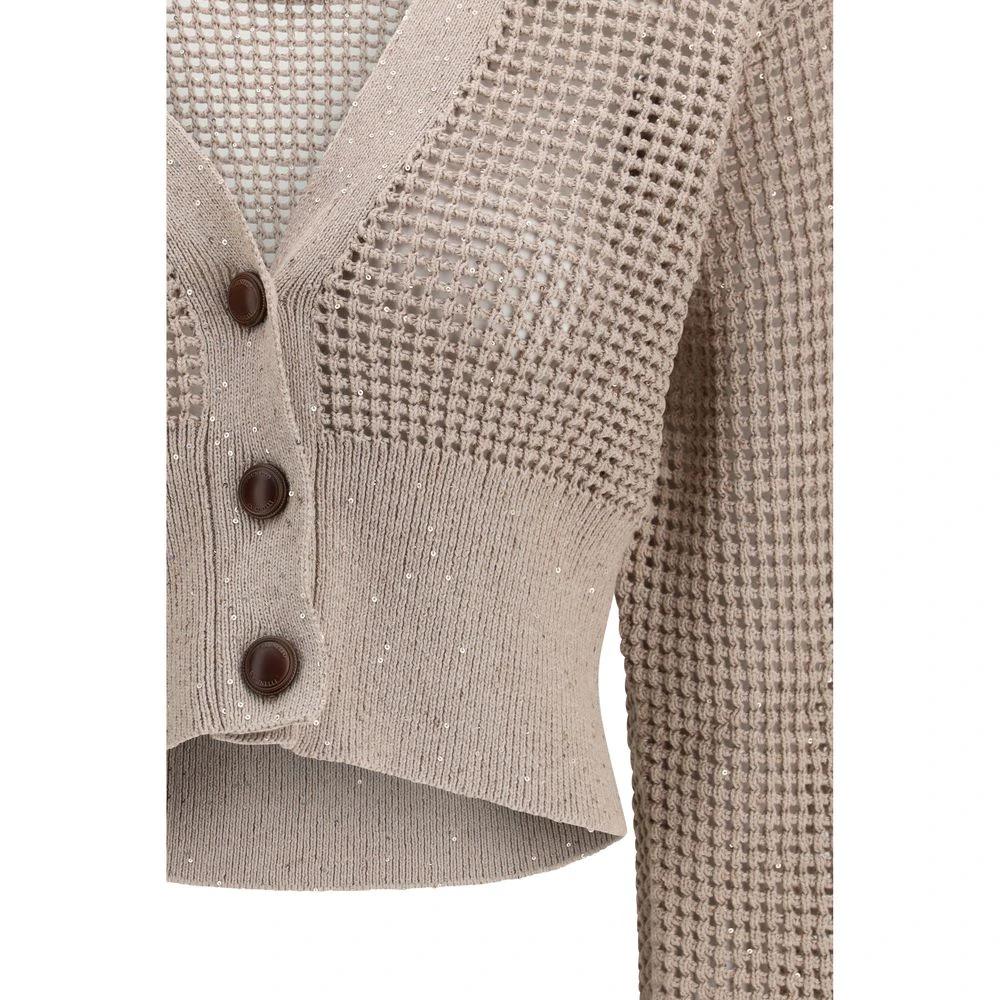 Brunello Cucinelli Beige Cotton Cardigan by Brunello Cucinelli