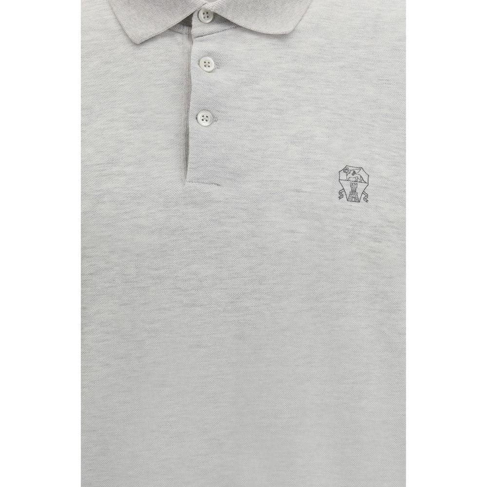 Brunello Cucinelli Graues Poloshirt aus Baumwolle by Brunello Cucinelli