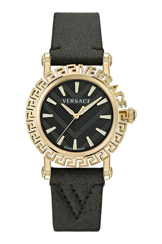 Versace Schwarze Pelz-Kleideruhr by Versace