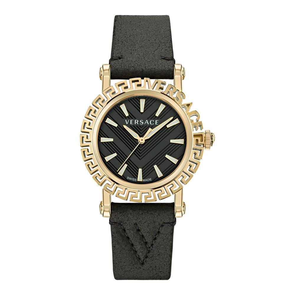 Versace Schwarze Pelz-Kleideruhr by Versace
