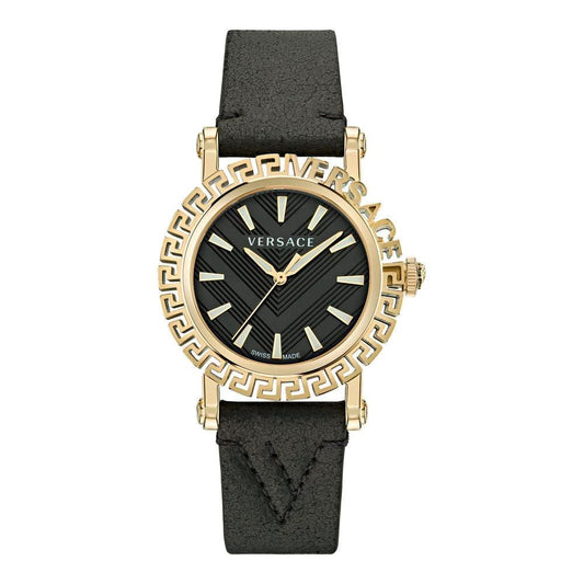 Versace Schwarze Pelz-Kleideruhr by Versace