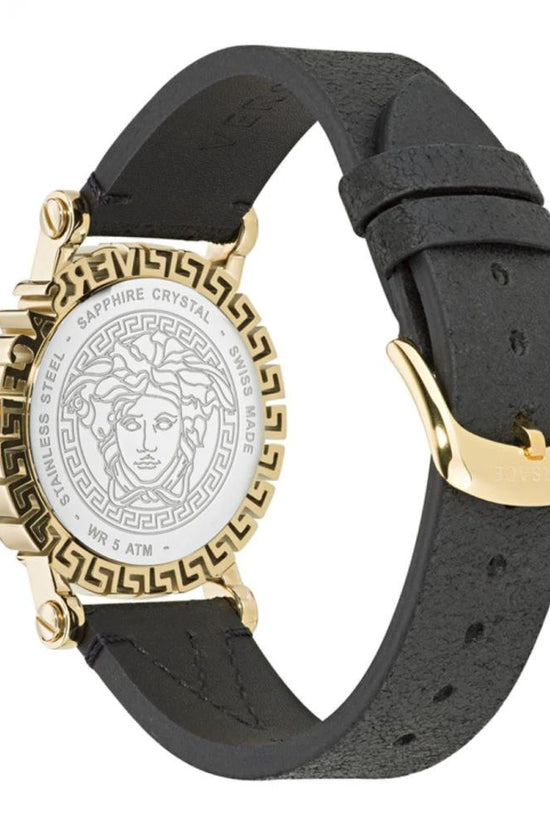 Versace Schwarze Pelz-Kleideruhr by Versace