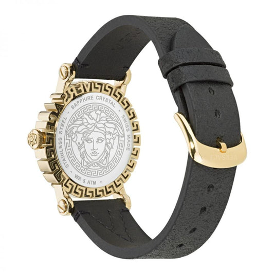 Versace Schwarze Pelz-Kleideruhr by Versace