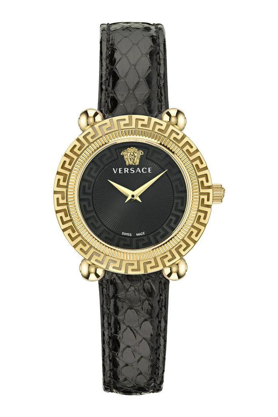 Versace Schwarze Pelz-Kleideruhr by Versace