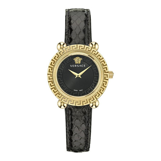 Versace Schwarze Pelz-Kleideruhr by Versace
