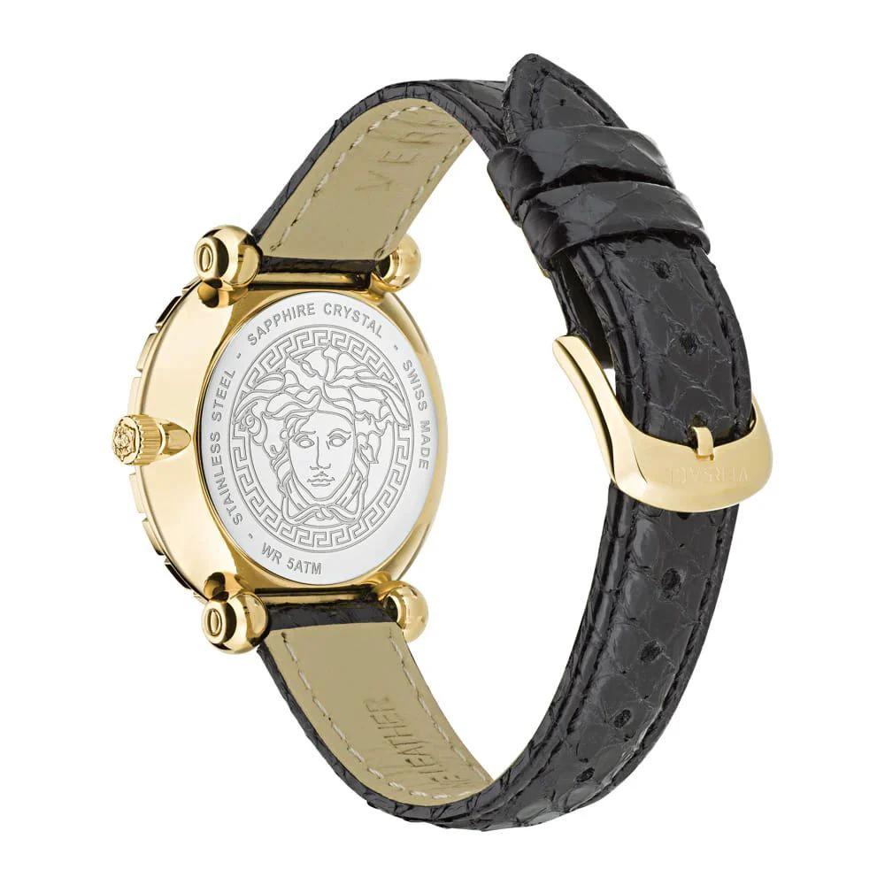 Versace Schwarze Pelz-Kleideruhr by Versace
