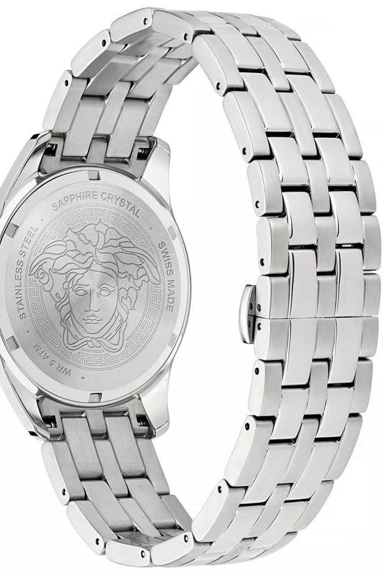 Versace Graue Edelstahl-Kleideruhr by Versace