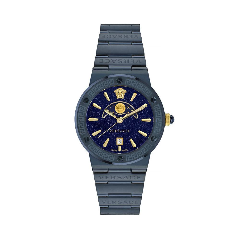 Versace Blaue Edelstahl-Kleideruhr by Versace