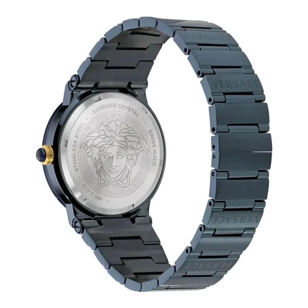 Versace Blaue Edelstahl-Kleideruhr by Versace