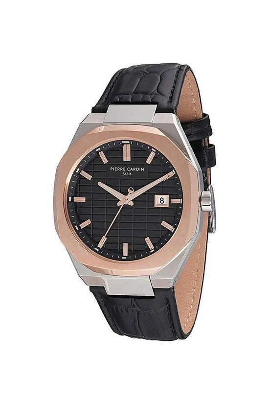 Pierre Cardin Schwarze Lederkleideruhr by Pierre Cardin