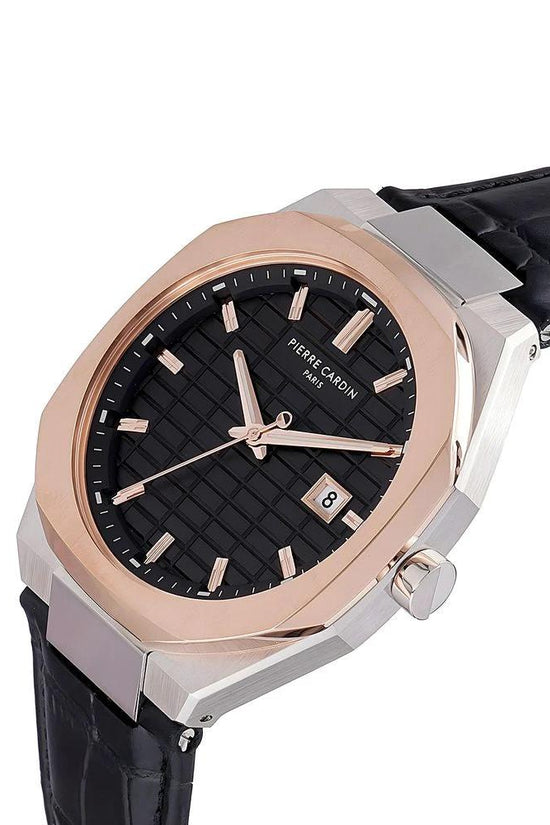 Pierre Cardin Schwarze Lederkleideruhr by Pierre Cardin