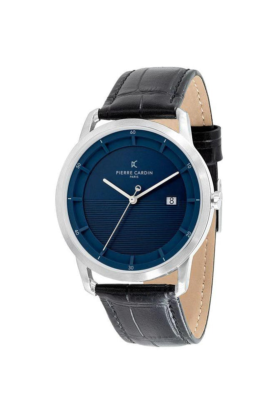 Pierre Cardin Schwarze Lederkleider-Uhr by Pierre Cardin