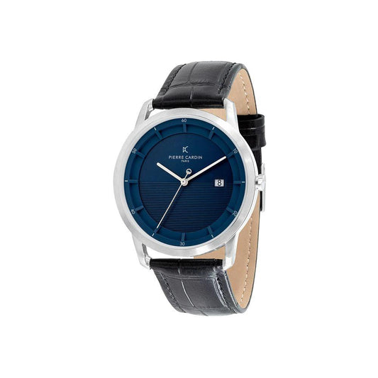 Pierre Cardin Schwarze Lederkleider-Uhr by Pierre Cardin