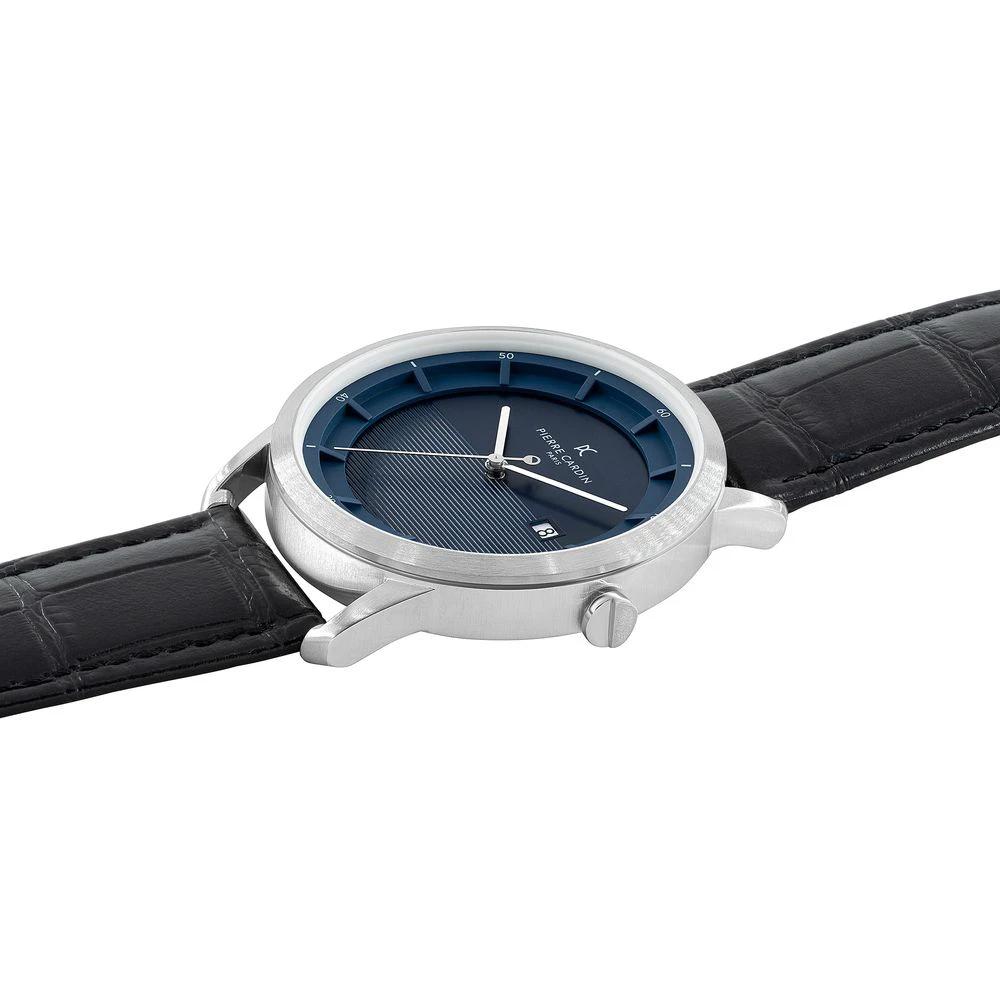 Pierre Cardin Schwarze Lederkleider-Uhr by Pierre Cardin