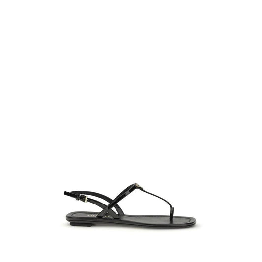 Prada Schwarze Bos Taurus Kalbsleder-Flip-Flop-Sandalen by Prada