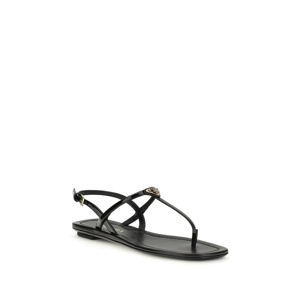 Prada Schwarze Bos Taurus Kalbsleder-Flip-Flop-Sandalen by Prada