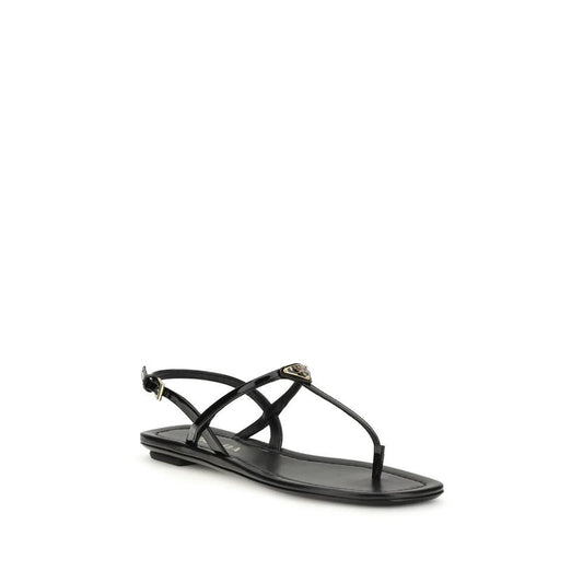 Prada Schwarze Bos Taurus Kalbsleder-Flip-Flop-Sandalen by Prada