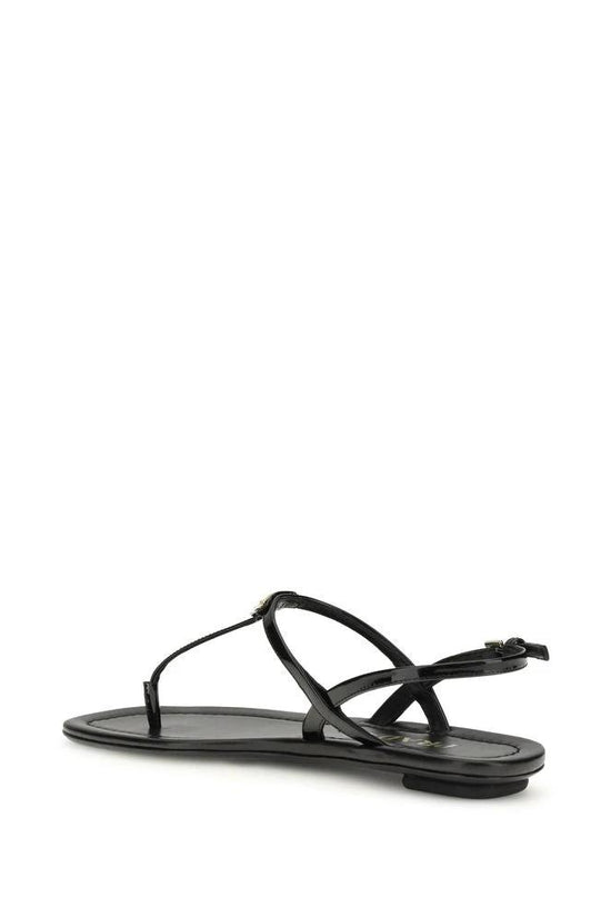 Prada Schwarze Bos Taurus Kalbsleder-Flip-Flop-Sandalen by Prada