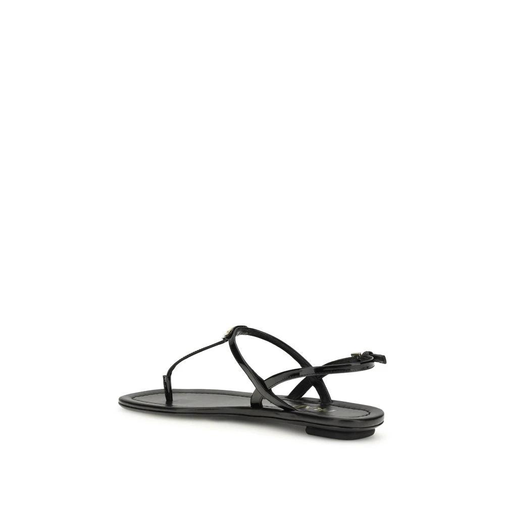 Prada Schwarze Bos Taurus Kalbsleder-Flip-Flop-Sandalen by Prada
