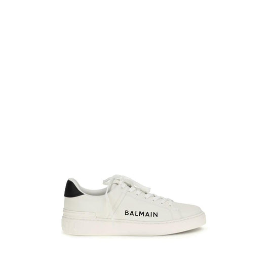 Balmain Weiße Bos Taurus Kalbsleder Low-Top-Sneaker by Balmain