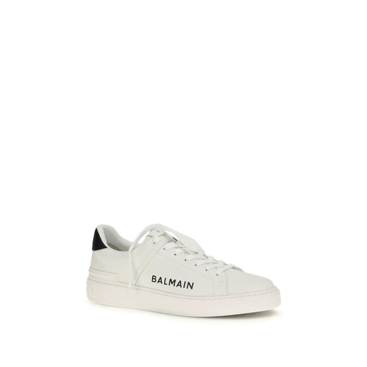 Balmain Weiße Bos Taurus Kalbsleder Low-Top-Sneaker by Balmain