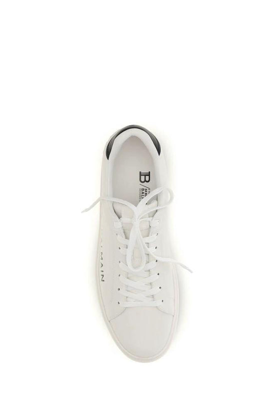 Balmain Weiße Bos Taurus Kalbsleder Low-Top-Sneaker by Balmain